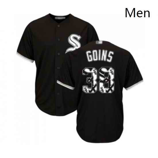 Mens Chicago White Sox 38 Ryan Goins Authentic Black Team Logo Fashion Cool Base Baseball Jersey